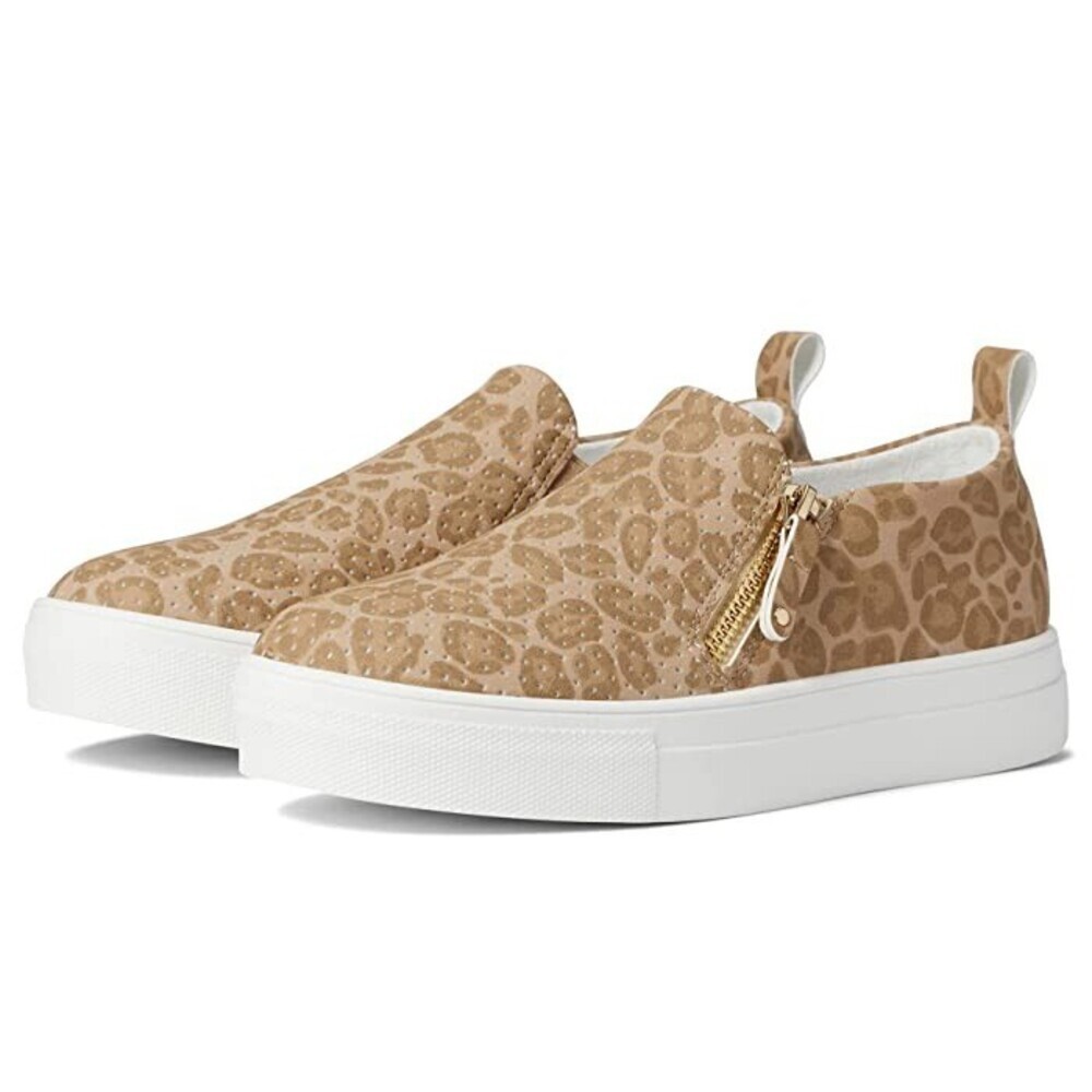 Mia Thomez Youth 4 Sneakers Brown Leopard Side Zip Low Top Casual Shoes JOBB1519